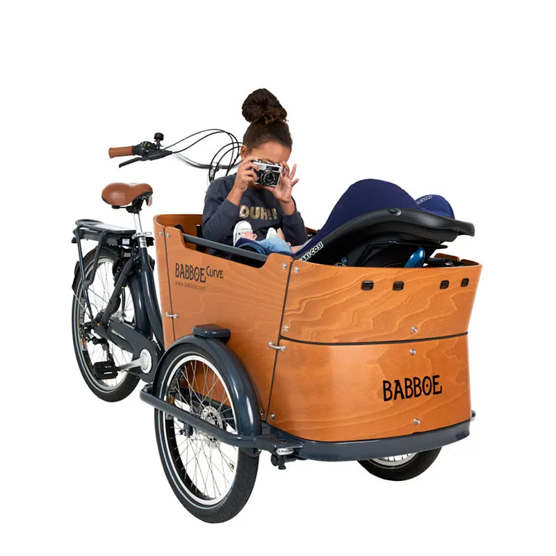 Babboe Curve-E Electric Cargo Trike Wood-5