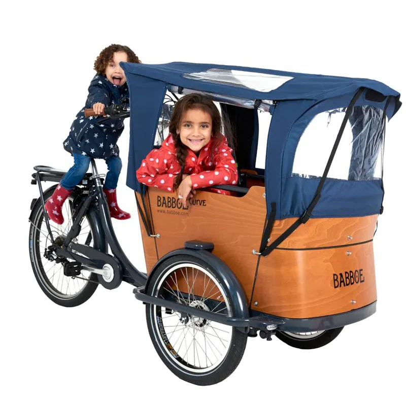 Babboe Curve-E Electric Cargo Trike Wood-8