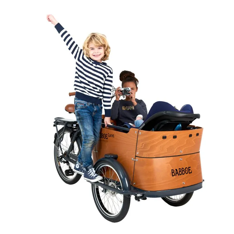 Babboe Curve-E Electric Cargo Trike Wood-7