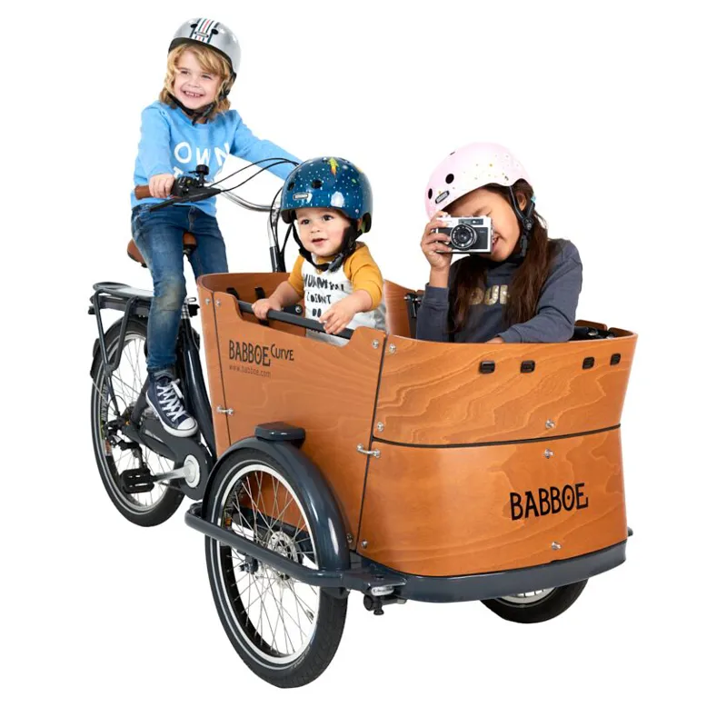 Babboe Curve-E Electric Cargo Trike Wood-6